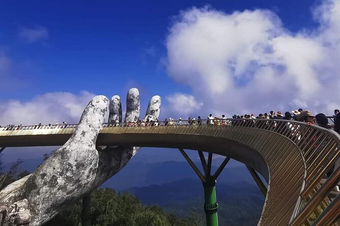 GOLDEN BRIDGE &MARBLE MOUNTAIN-AM PHU CAVE(Hell Cave)Private Tour - Golden Bridge and the giant hands: the photo stop that earns its time
