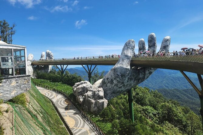 GOLDEN BRIDGE &MARBLE MOUNTAIN-AM PHU CAVE(Hell Cave)Private Tour - Marble Mountains: five element hills and cave views with meaning