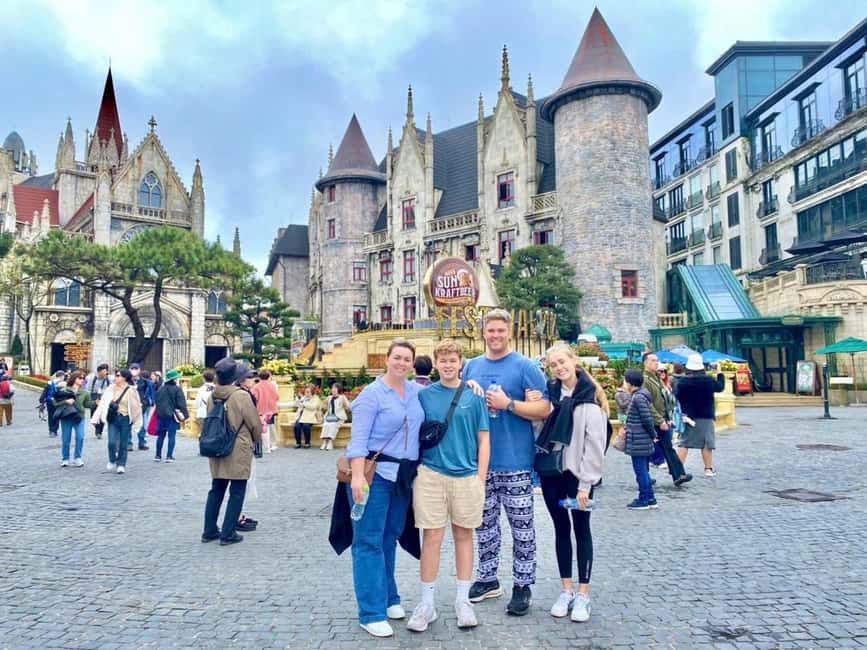 Private Tour Marble Mountain & Golden Bridge - BaNa Hills - French Village: music, statues, and carnival-style energy